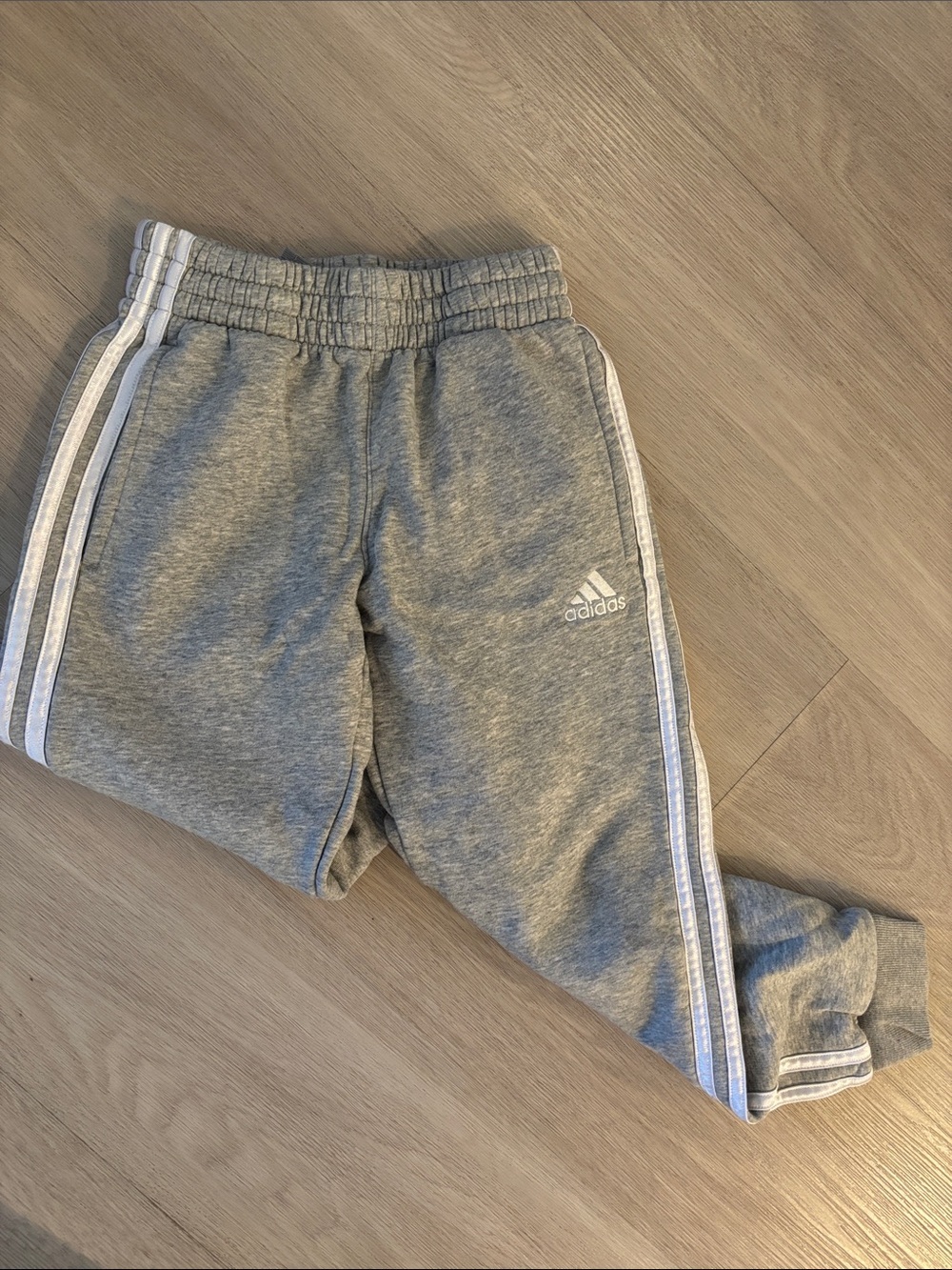 adidas Gray Kids Joggers with White 3-Stripes
